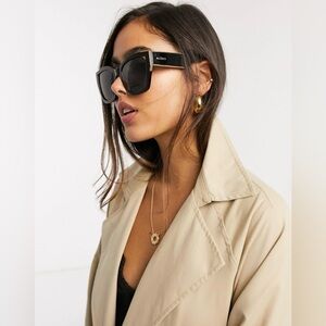 Aldo Black Oversized Square Sunglasses with Gold Accents